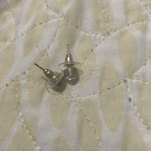 Small Gold White Diamond Stud Earrings
